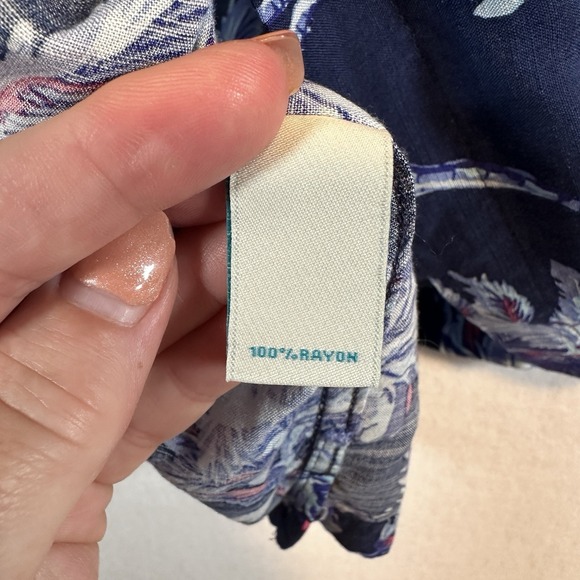 Caribbean Mens Short Sleeve ButtonUp Hawaiian Shirt Blue Large - Picture 4 of 7